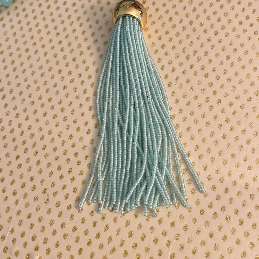 Kate Spade🩵Torquise Enamel Lily/Tassle Necklace with Pouch